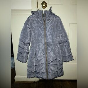 Calvin Klein Girls Aerial Puffer Parka Jacket Coat Gray sz 6 Fur lined hood